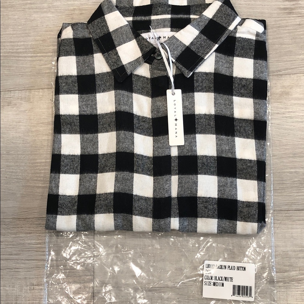 Loyal Hana Black & White Check Button Down